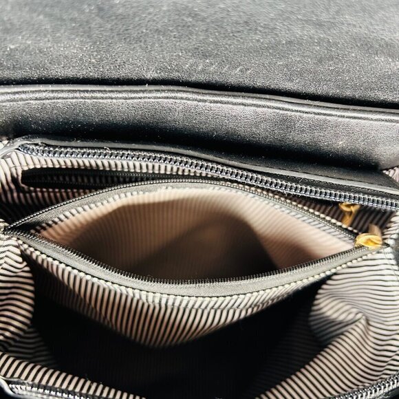 Black Woven Backpack Crossbody Handbag Vegan Leather main image 4